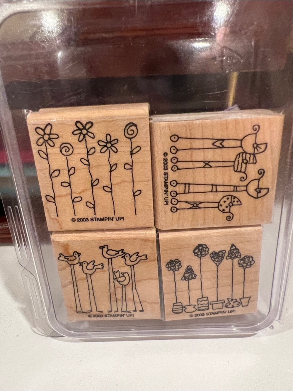 Stampin' Up! Wood-Mounted Rubber Stamp Set with Floral & Bird Designs NEW